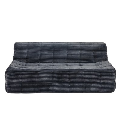 TiramisuBest Loveseats Sofa Bed with Pull-out Bed, Adjsutable Back and Two Arm Pocket,Grey