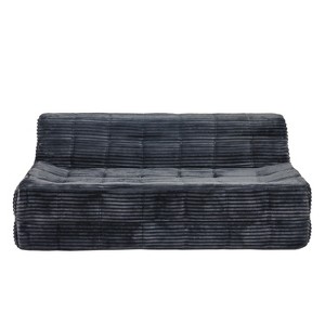 TiramisuBest Loveseats Sofa Bed with Pull-out Bed, Adjsutable Back and Two Arm Pocket,Grey - 1 of 4