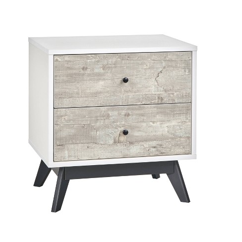 Cassie Mid-Century Modern Nightstand Walnut/White - Buylateral