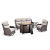 Buenhomino Patio Furniture Set with Fire Pit Table Wicker Outdoor Swivel Rocker Patio Chairs High Back Outdoor Couch Conversation Set - 2 of 4