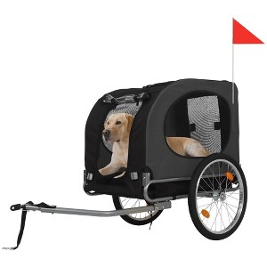 Dog Bike Trailer for Medium Large Dogs - Convertible to Jogging Stroller, Foldable Pet Bicycle Carrier with 19" Air Tires, fits 20"-29" Bike - 1 of 4