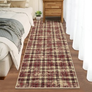 Machine Washable Geometric Living Room Rugs, Soft Non Slip Plaid Bedroom Rugs, Modern Low Pile Throw Carpet for Dining Room - 1 of 4