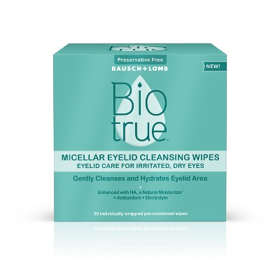 Biotrue Hydrating Micellar Eyelid Cleansing Wipes - 30ct