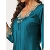 Allegra K Women’s Soft V Neck 3/4 Sleeves Lace Insert Two-Piece Pajama Sets - 4 of 4