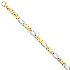 Black Bow Jewelry Men's 14k Yellow & White Gold 7.85mm Figaro Chain Bracelet - 1 of 4