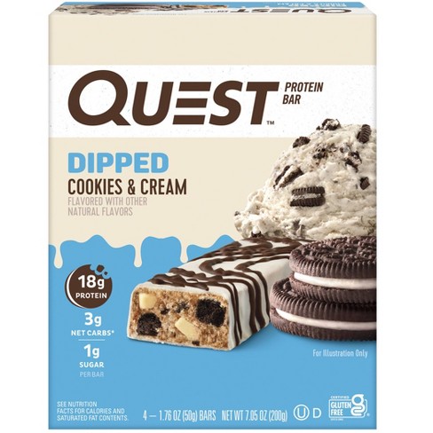 Quest Nutrition Protein Bars - Dipped Cookies & Cream - 4ct : Target