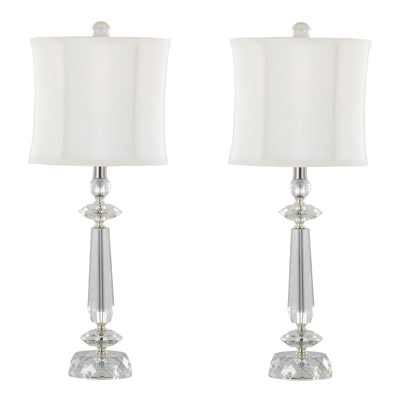 LumiSource (Set of 2) Karat 25.5&#34; Contemporary Crystal Table Lamps with White Softback Shade from Grandview Gallery, 1 of 8