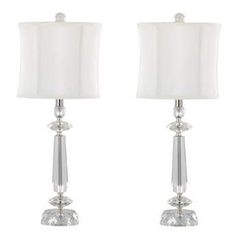 LumiSource (Set of 2) Karat 25.5" Contemporary Crystal Table Lamps with White Softback Shade from Grandview Gallery
