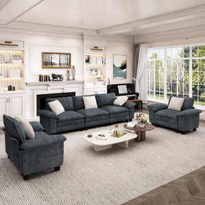Captiva Designs Cloud Modular 5PC Sectional Sofa Set, Deep Seat Couch for Living Room, Corduroy & Chenille Fabric - 1 of 4