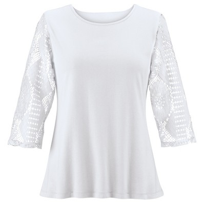 Collections Etc Lace Sleeved Top