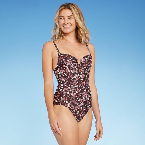 Women S Underwire Medium Coverage One Piece Swimsuit Kona Sol Chocolate Target