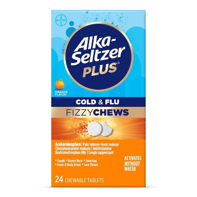 Alka-Seltzer Plus Cold & Flu Fizzy Chews - Orange Flavor - 24ct