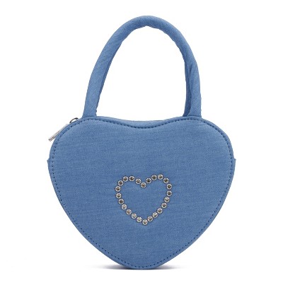 Olivia Miller -Women's-Denim Heart Bag - Blue  - BLUE/ DENIM