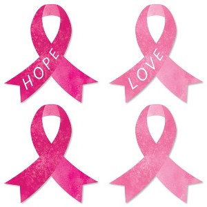 Big Dot of Happiness Pink Ribbon Decor - Small DIY Breast Cancer Awareness Cut-Outs - 24 Count - 1 of 4