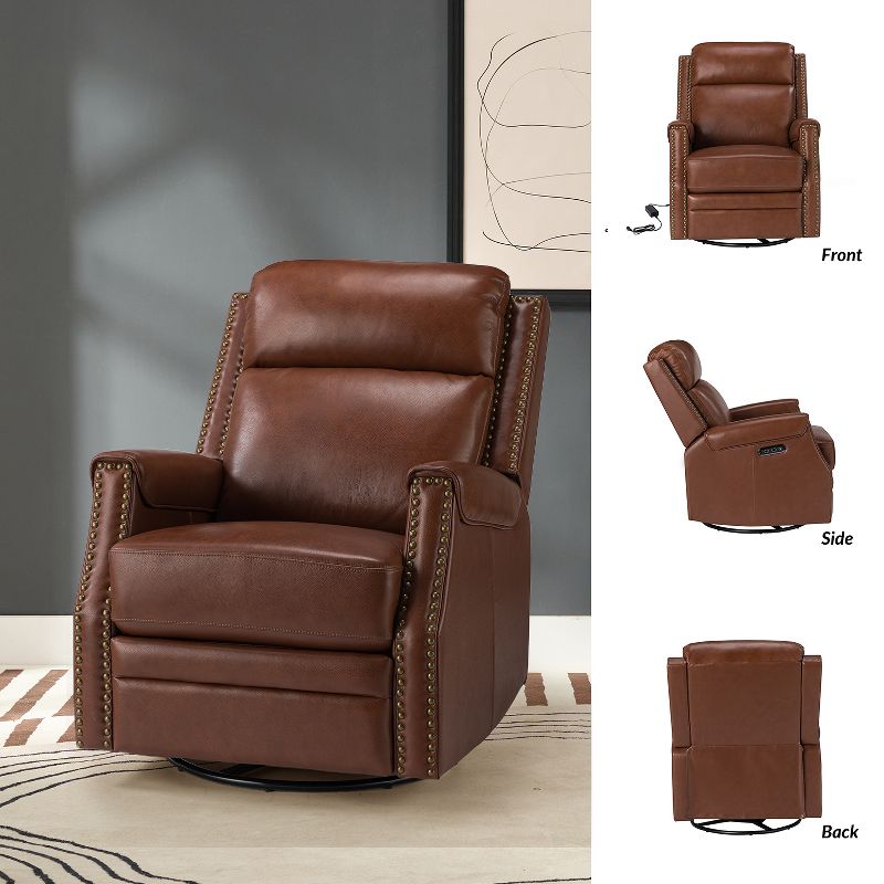 Hieronymus Genuine Leather Power Rocking Recliner with Tufted Design | ARTFUL LIVING DESIGN, 4 of 12