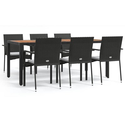 vidaXL Garden Dining Set Black, Cream White