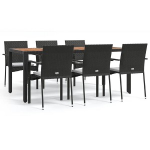 vidaXL Garden Dining Set Black, Cream White - 1 of 4
