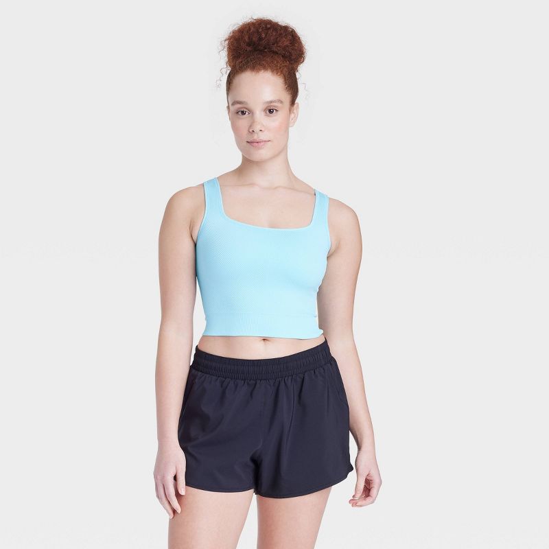 Women's Seamless Square Neck Cropped Tank Top - All In Motion™, 3 of 13