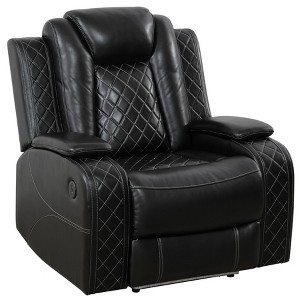 Tribesigns Breathable Leather Recliner Sofa Set with Adjustable Angle, Storage Buckets, Wireless Charger & LED Lighting,Black,for Living Room. - 1 of 1