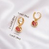 Premium Cubic Zirconia Inlay Red Pomegranate Pendant 18k Gold Plated Stainless Steel Hoop Earrings for Women - 3 of 4