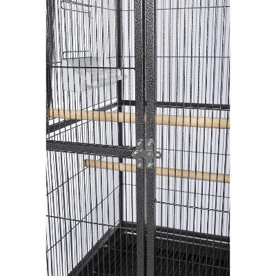 Black Wrought Iron Multi-Level Bird Cage with Stand