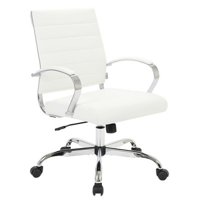 LeisureMod Benmar Mid-Back Office Conference Chair Upholstered in Leather with Swivel and Tilt