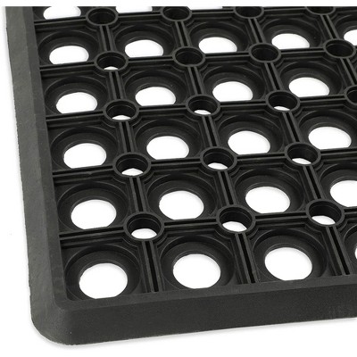 Black Rubber Nonslip Outdoor Welcome Doormat, 23.5 x 15.75 Inches