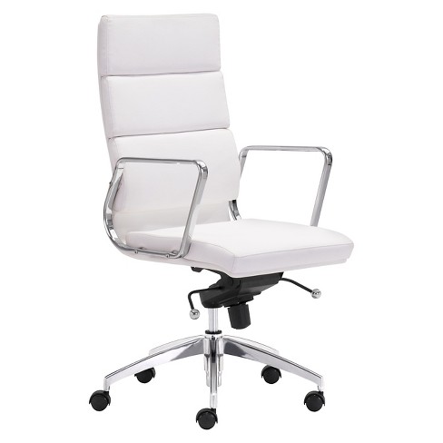 Modern Sleek Adjustable High Back Office Chair White Zm Home