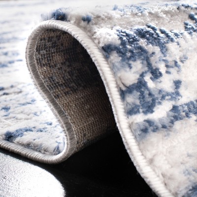 Amelia 3' x 5' Grey and Navy Abstract Synthetic Area Rug