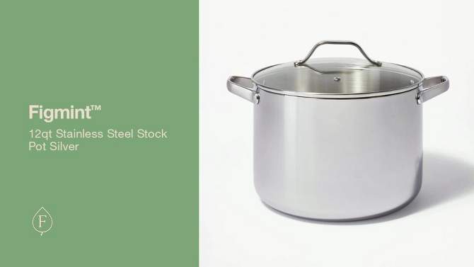 12qt Stainless Steel Stock Pot Silver - Figmint&#8482;, 2 of 8, play video