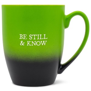 Elanze Designs Be Still & Know Two Toned Ombre Matte Green and Black 12 ounce Ceramic Stoneware Coffee Cup Mug - 1 of 4