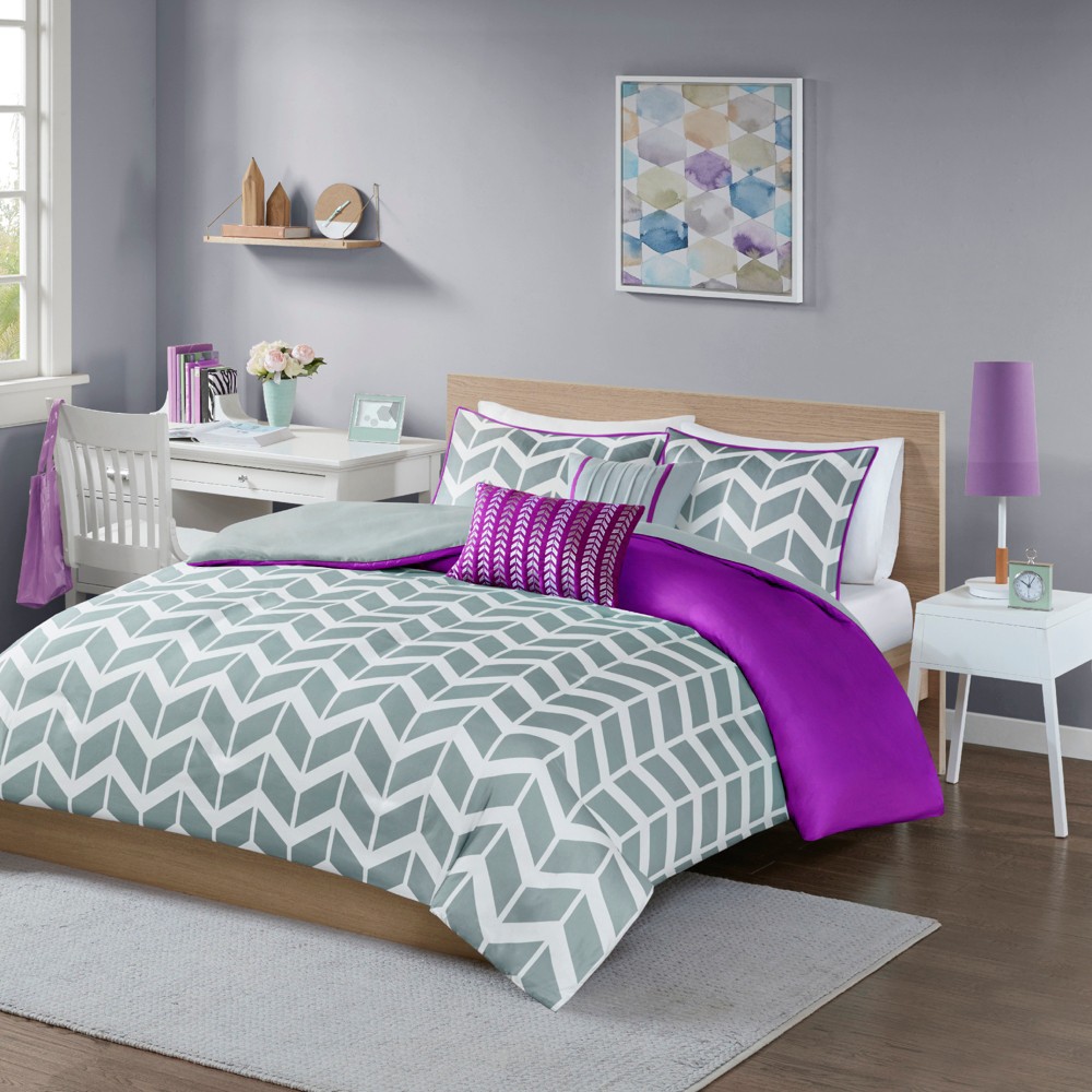 UPC 675716709730 product image for Purple Chevron Darcy Duvet Cover Set (Full/Queen) - 5pc | upcitemdb.com