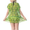 LA LEELA Women's Beachwear Swimsuit Coverups for Women Summer Swim Beach Dress Cover Ups for Swimwear Women Hawaiian Bathing Suit M-L Green,Abstract - 3 of 4