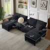 120" Modular Corduroy Sectional Sofa Bed U-Shape 4-Seater Storage Chaise Console Cup Holders Hardwood Frame Living Room Apartment Lounge - 3 of 4