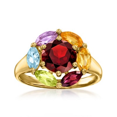 Ross-Simons 1.80 Carat Garnet and 1.00 ct. t.w. Multi-Gemstone Ring in 18kt Gold Over Sterling