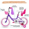 hykolity 16 inch Girls Bike Princess Bicycle for Age 4-7 Years Old Rider Height 41-53 inch includes Training Wheel Basket Doll Seat Violet Purple - 2 of 4