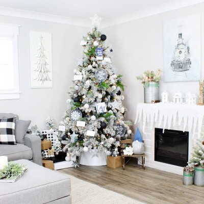 Small Blue Enamel Star Wood Christmas Ornaments Set