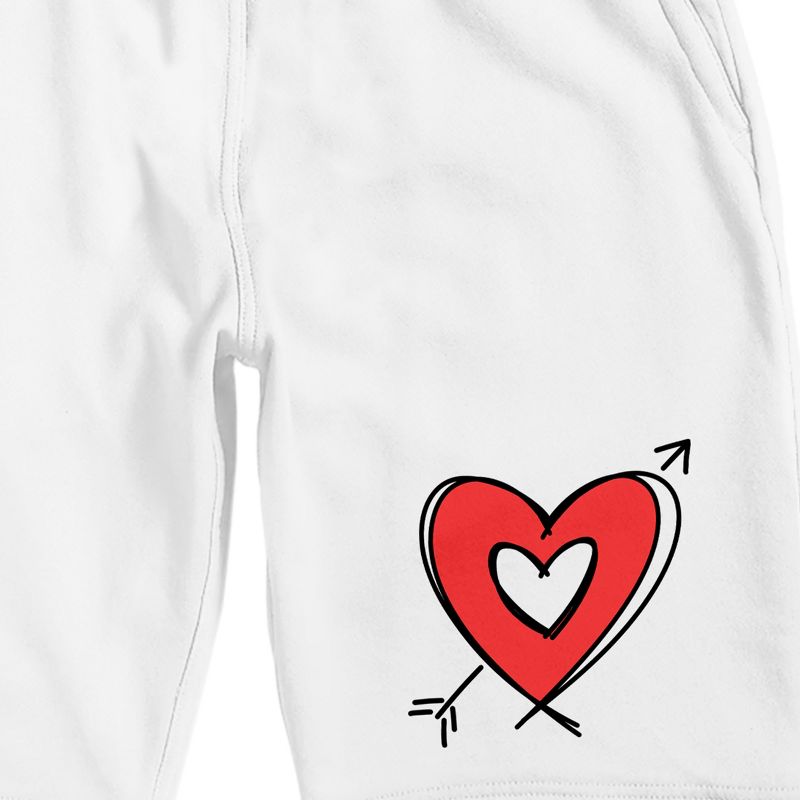 Valentine's Day Arrow Heart Men's White Lounge Shorts, 2 of 4