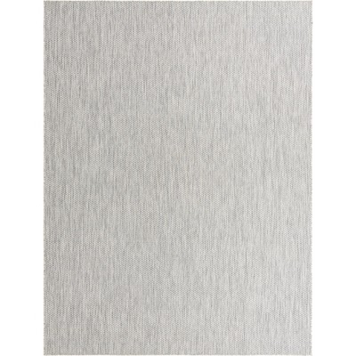 Light Gray Synthetic 9' x 12' Outdoor Rectangular Rug