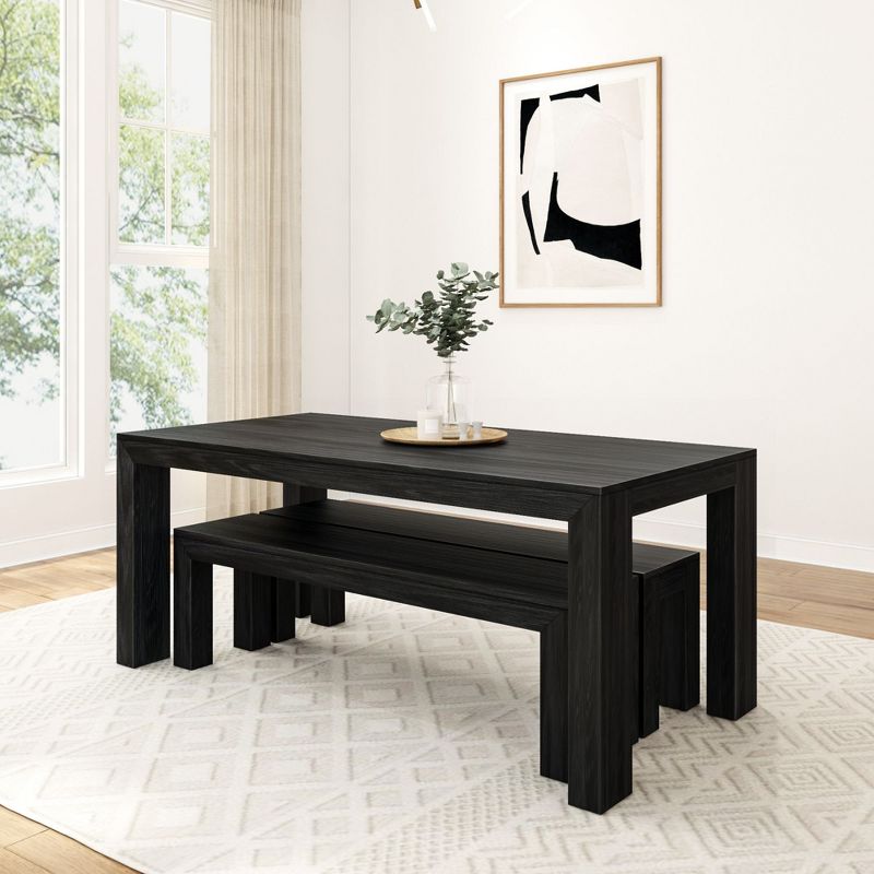 Plank+Beam Farmhouse Dining Table Set with 2 Benches, Table for Dining Room/Kitchen, Seats 6, 72 Inch, 3 of 4