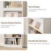 71 Inch Farmhouse Bookcase with Double Fluted Design & Wooden Base, 5 Tier Tall Bookshelf for Office Library - 3 of 4