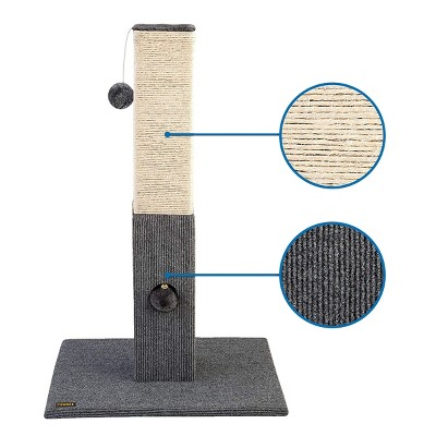 32" Tall Gray and Beige Sisal Rope Cat Scratching Post