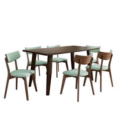 Christopher Knight Home Walton 7 Pieces Rubberwood Upholstered Dining Set