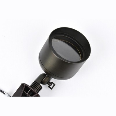 Elegant Dark Bronze Cast Brass Outdoor Spot Light with Convex Glass Shade