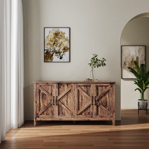SKRAN Cabinet with 4 Doors and 4 open shelgves,Freestanding Sideboard Storage Cabinet Entryway Floor Cabinet for Living Room Office Bedroom - 1 of 4