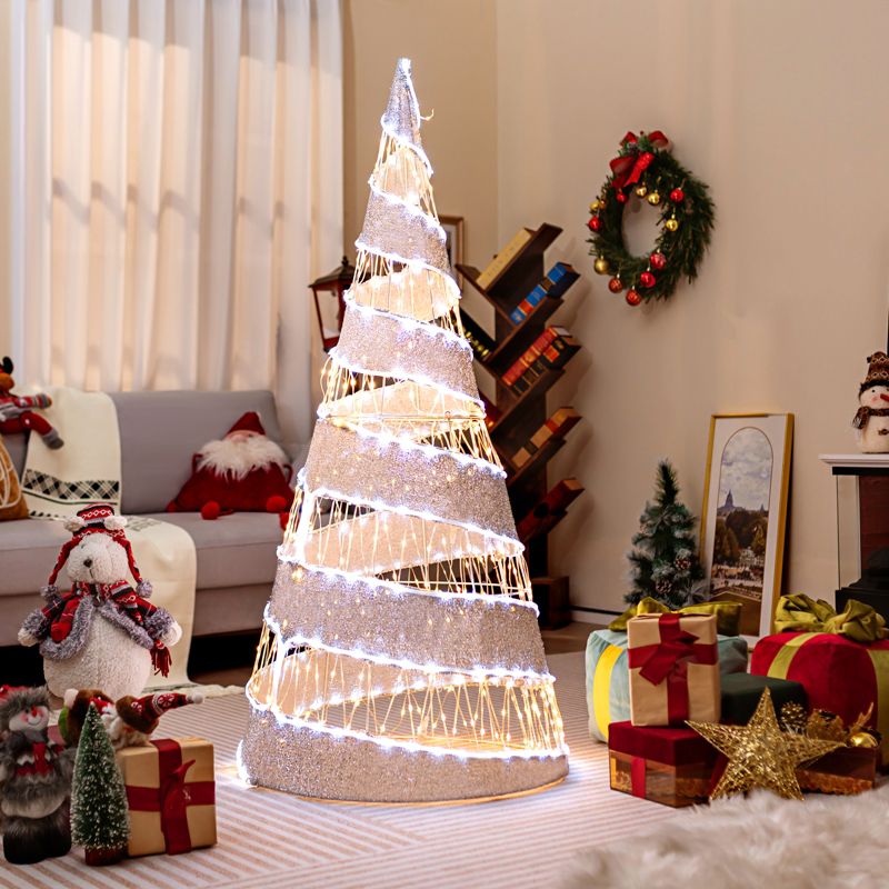 Costway 5FT Pre-lit Christmas Cone Tree with 300 Warm White & 250 Cold White LED Lights, 2 of 11