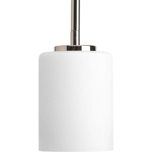 Progress Lighting Replay 1-Light Mini-Pendant, Polished Nickel, White Glass Shade - 1 of 3