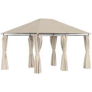 Outsunny 10' x 13' Outdoor Patio Gazebo Canopy Shelter with 6 Removable Sidewalls, & Steel Frame for Garden, Lawn, Backyard and Deck - 1 of 4