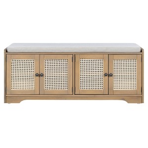 Gulches 19 in H x 47 in W Brown Beige Rustic Multifunctional MDF Birch Veneer Pine Wood Shoe Storage Cabinet - 1 of 4