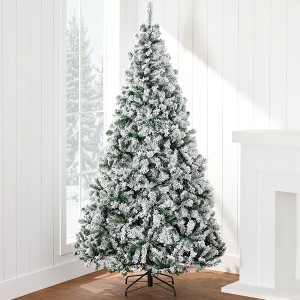 Best Choice Products Snow Flocked Christmas Tree, Premium Holiday Pine Branches, Foldable Metal Base - 1 of 4